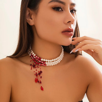 Collier Halloween motif sang rouge