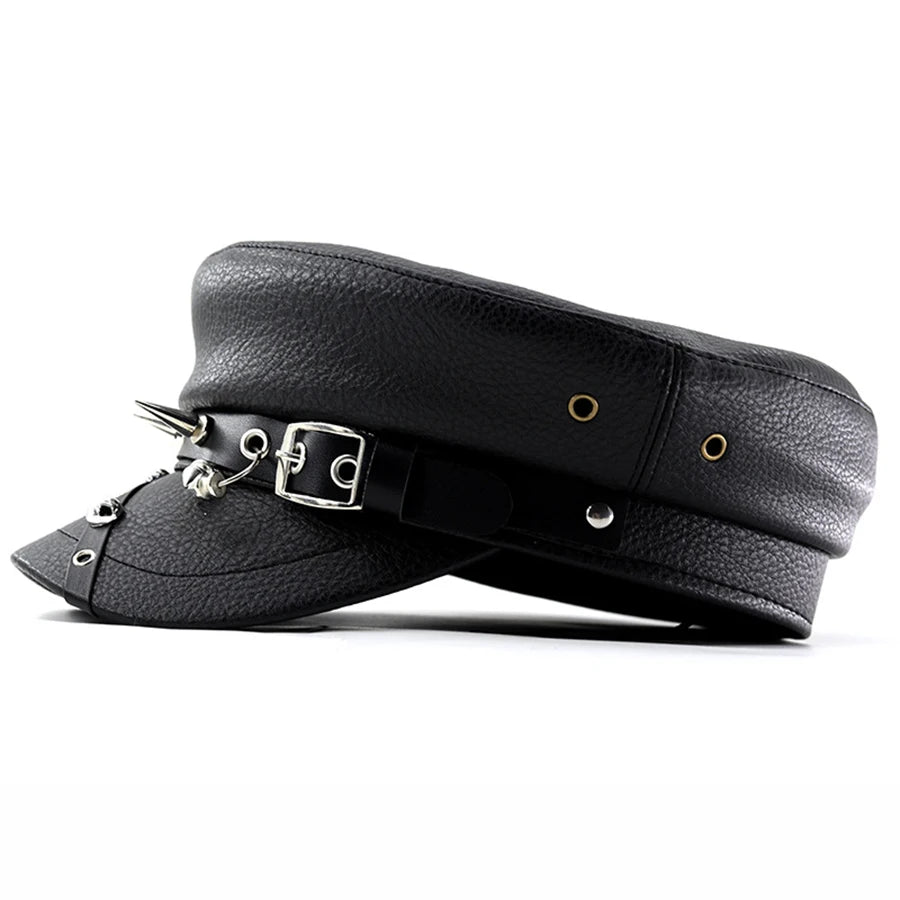 Béret Militaire Cuir Noir
