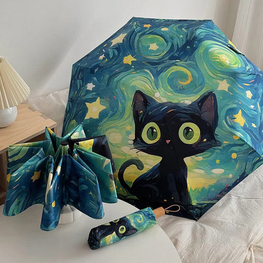 Parapluie motif chat noir