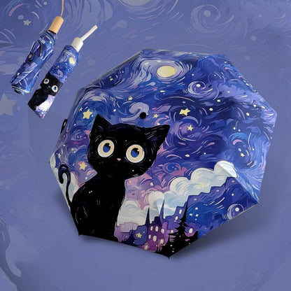 Parapluie motif chat noir