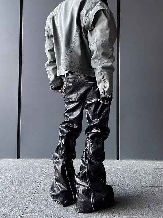 Pantalon Cuir Croco