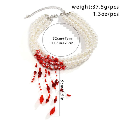 Collier Halloween motif sang rouge