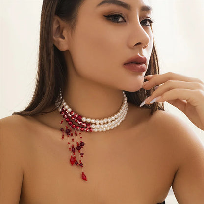 Collier Halloween motif sang rouge