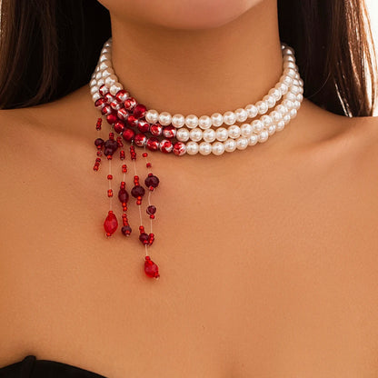 Collier Halloween motif sang rouge