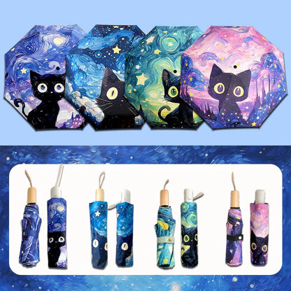 Parapluie motif chat noir