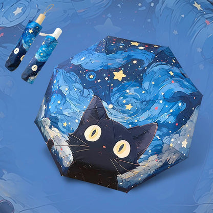 Parapluie motif chat noir