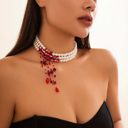 Collier Halloween motif sang rouge