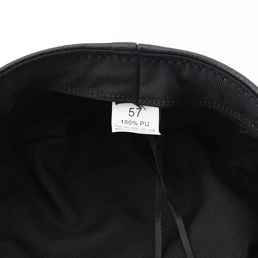 Béret Militaire Cuir Noir
