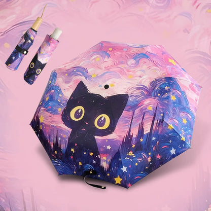 Parapluie motif chat noir