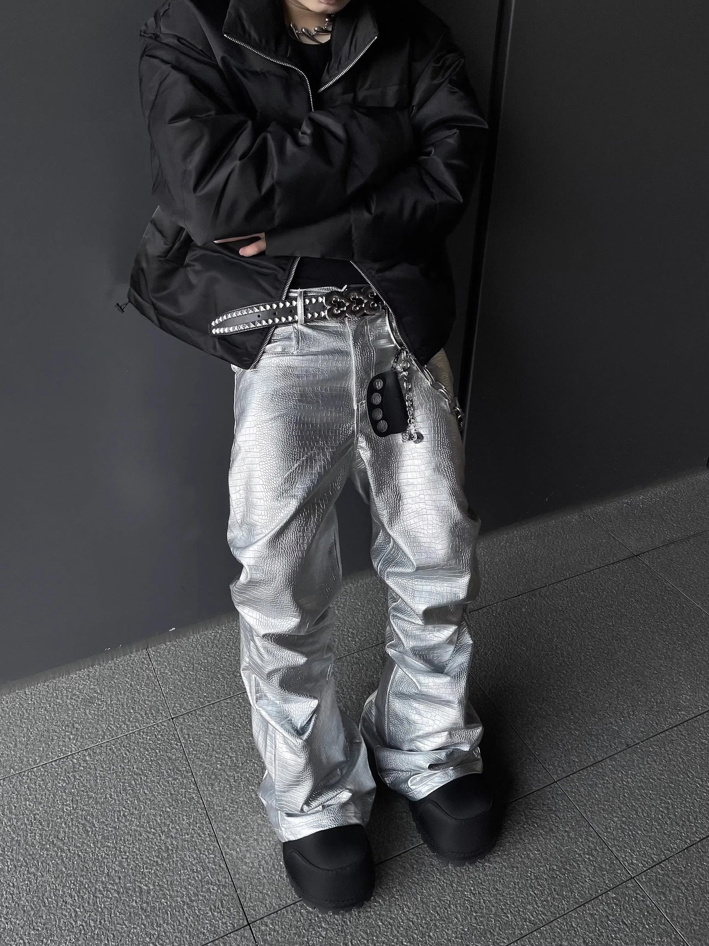 Pantalon Cuir Croco