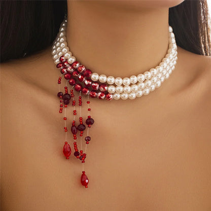 Collier Halloween motif sang rouge
